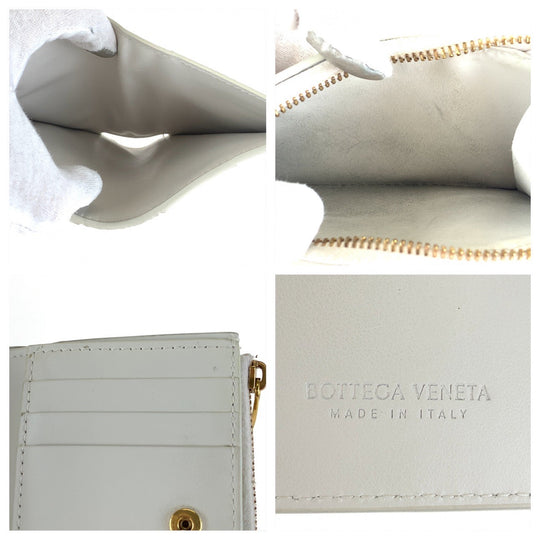 BOTTEGAVENETA Bifold Wallet leather white Folding wallet Compact wallet MAXI INTRECCIATO Women Used Authentic