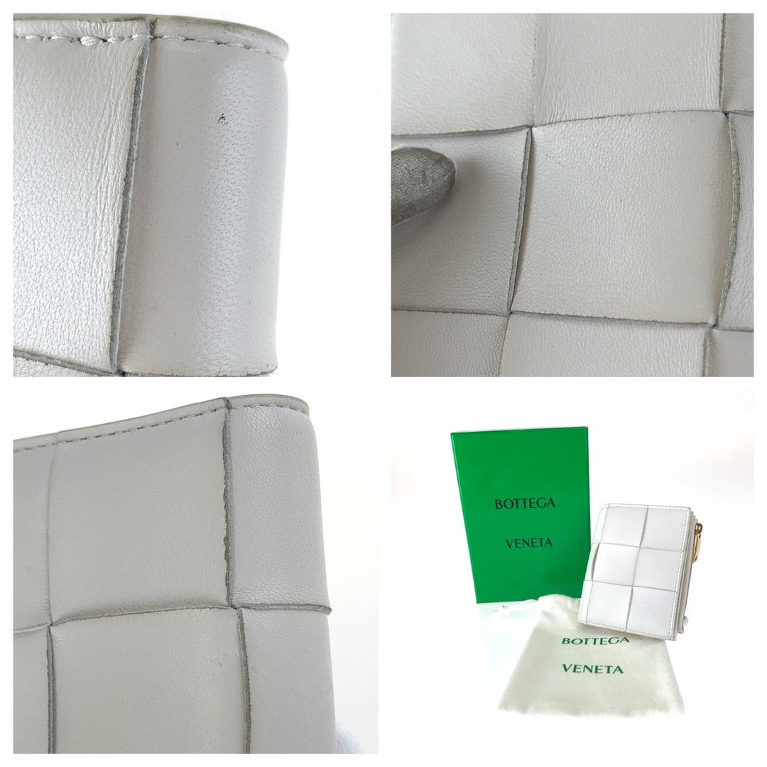 BOTTEGAVENETA Bifold Wallet leather white Folding wallet Compact wallet MAXI INTRECCIATO Women Used Authentic