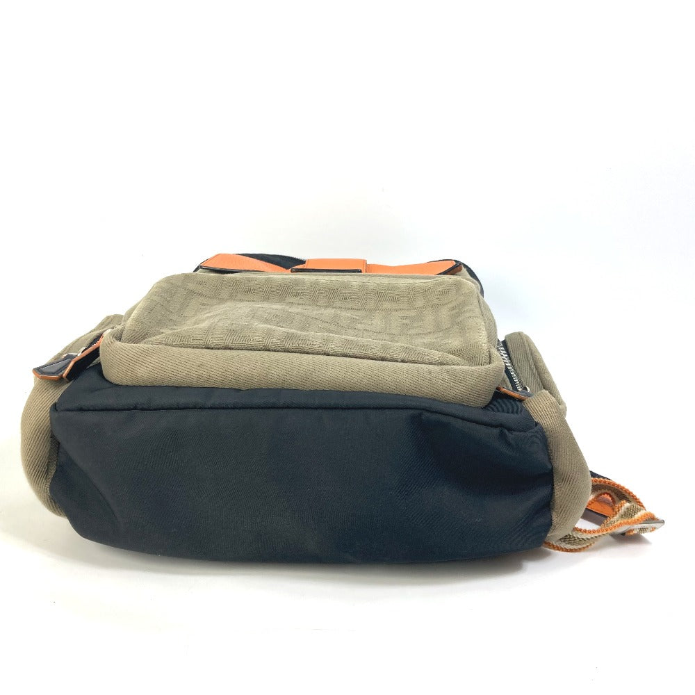 FENDI Backpack 7VZ048 Nylon / canvas black Backpack Zucca multi mens Used Authentic