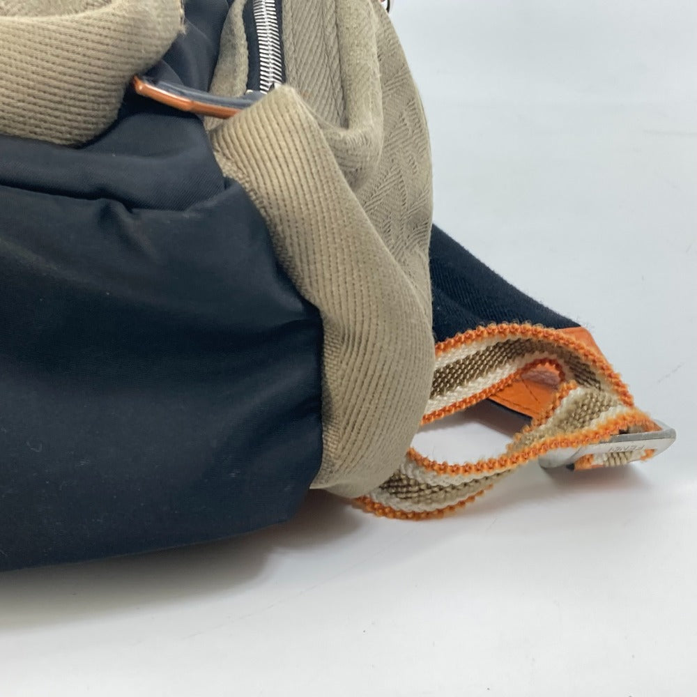FENDI Backpack 7VZ048 Nylon / canvas black Backpack Zucca multi mens Used Authentic
