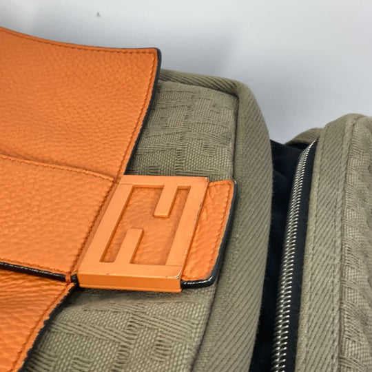 FENDI Backpack 7VZ048 Nylon / canvas black Backpack Zucca multi mens Used Authentic