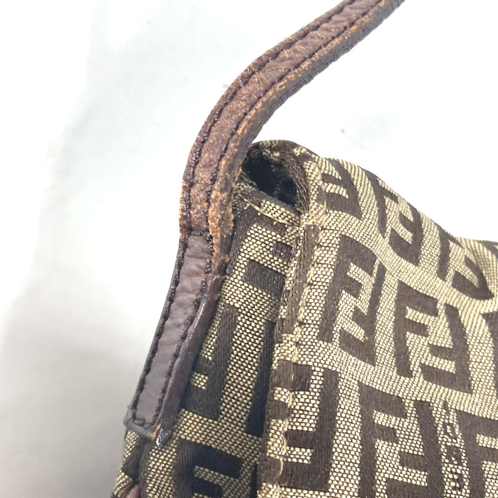 FENDI Shoulder Bag Canvas / leather Brown Zucchino Women Used Authentic