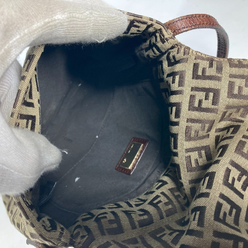 FENDI Shoulder Bag Canvas / leather Brown Zucchino Women Used Authentic