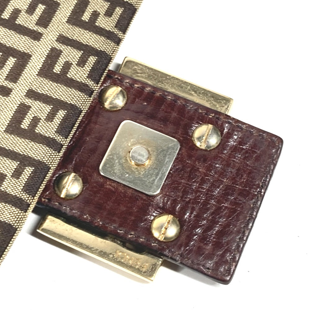 FENDI Shoulder Bag Canvas / leather Brown Zucchino Women Used Authentic