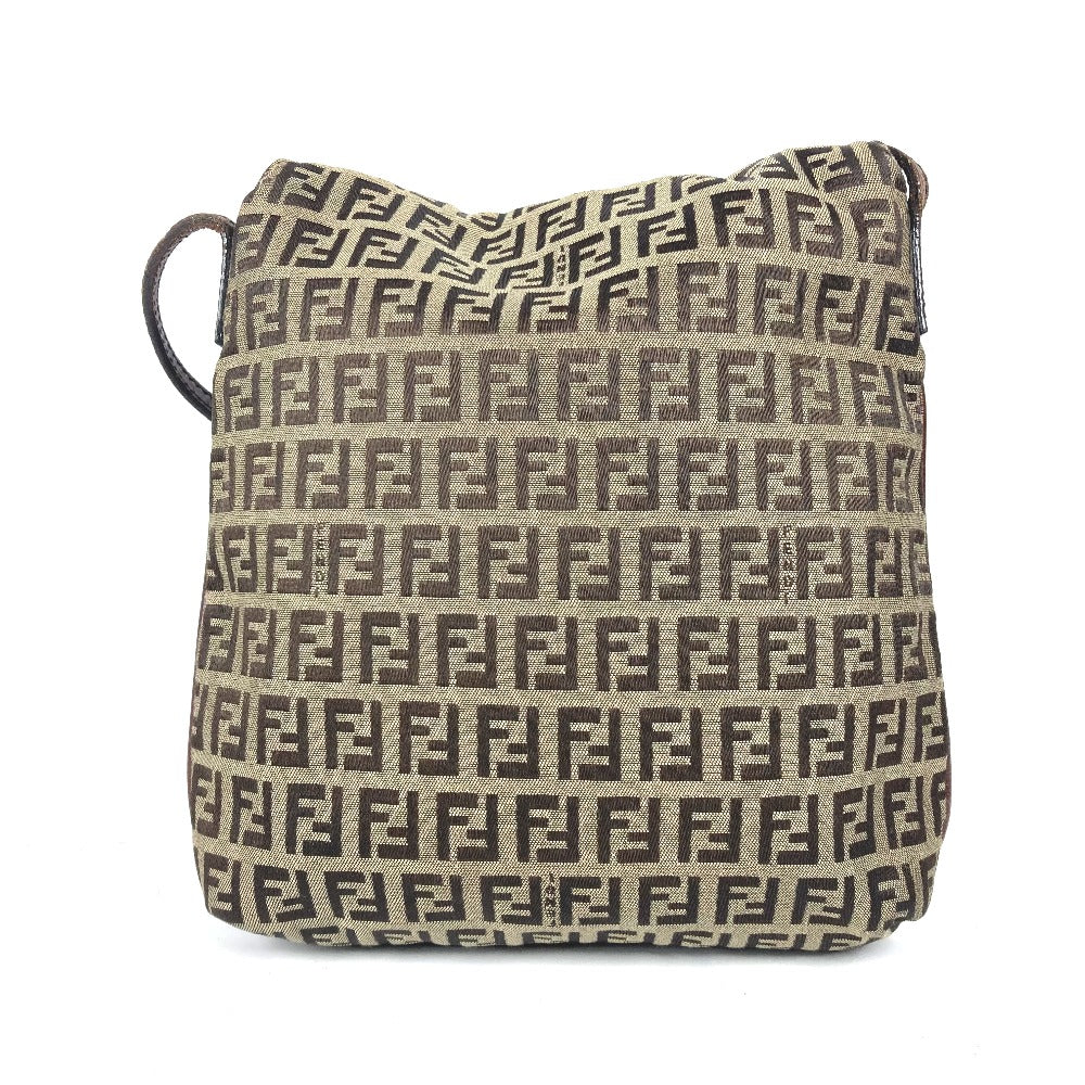 FENDI Shoulder Bag Canvas / leather Brown Zucchino Women Used Authentic