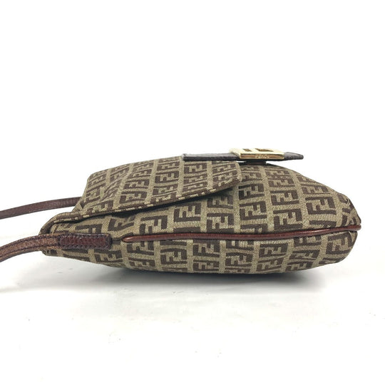FENDI Shoulder Bag Canvas / leather Brown Zucchino Women Used Authentic