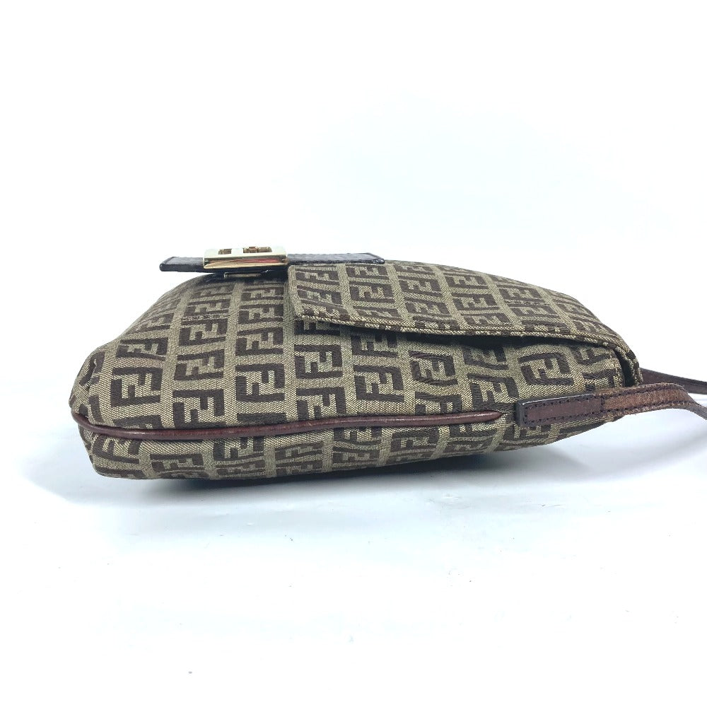 FENDI Shoulder Bag Canvas / leather Brown Zucchino Women Used Authentic