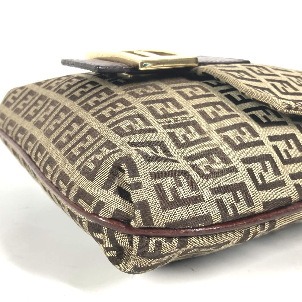 FENDI Shoulder Bag Canvas / leather Brown Zucchino Women Used Authentic