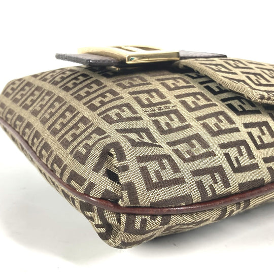 FENDI Shoulder Bag Canvas / leather Brown Zucchino Women Used Authentic