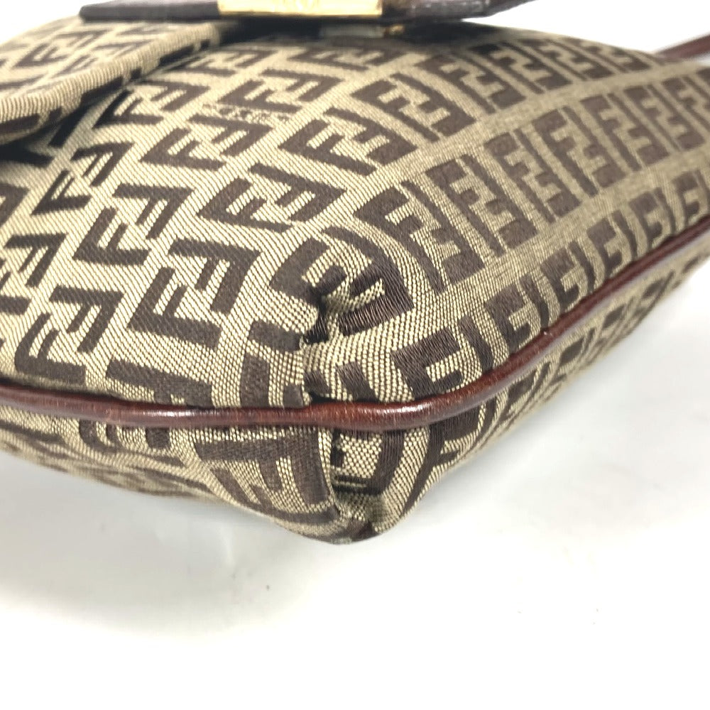 FENDI Shoulder Bag Canvas / leather Brown Zucchino Women Used Authentic