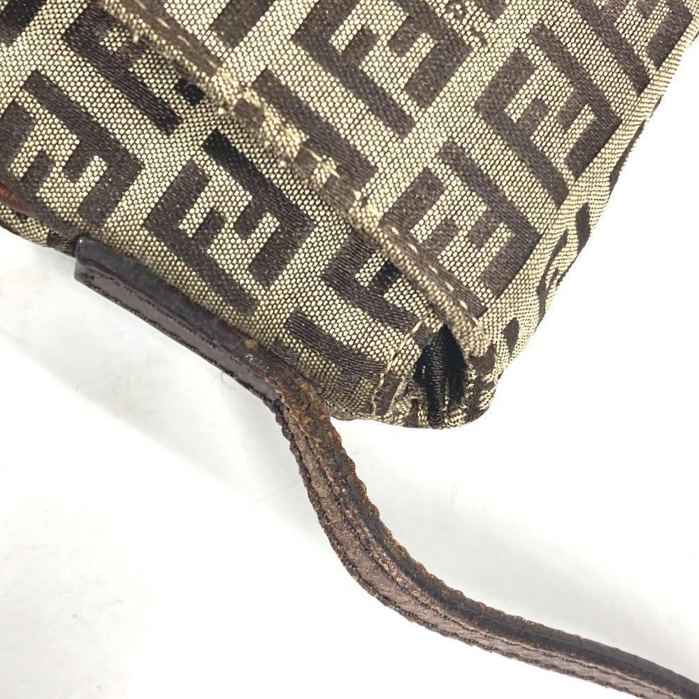 FENDI Shoulder Bag Canvas / leather Brown Zucchino Women Used Authentic