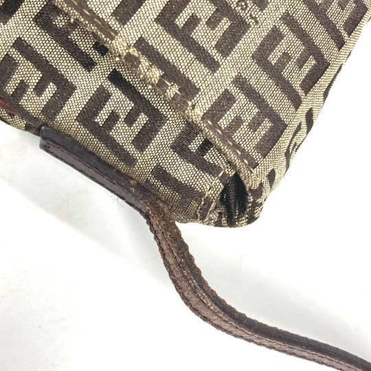 FENDI Shoulder Bag Canvas / leather Brown Zucchino Women Used Authentic