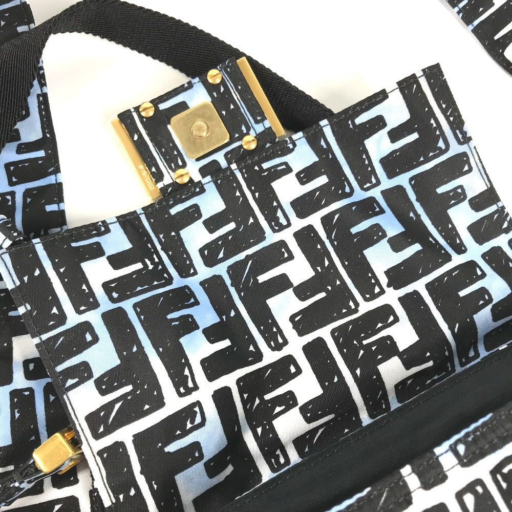 FENDI Shoulder Bag 8BR784  Nylon blue Joshua Vides Collaboration Zucca Baguette Mini mens Used Authentic