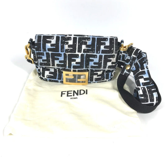 FENDI Shoulder Bag 8BR784  Nylon blue Joshua Vides Collaboration Zucca Baguette Mini mens Used Authentic