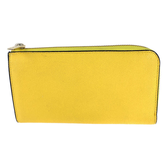 Valextra Long Wallet Purse leather Yellow Gold Long Wallet Purse Unisex L zip purse Gold Metal Women Used Authentic