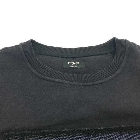 FENDI sweat FY0944 cotton black Sequin logo Patch detail Women XS Used Authentic