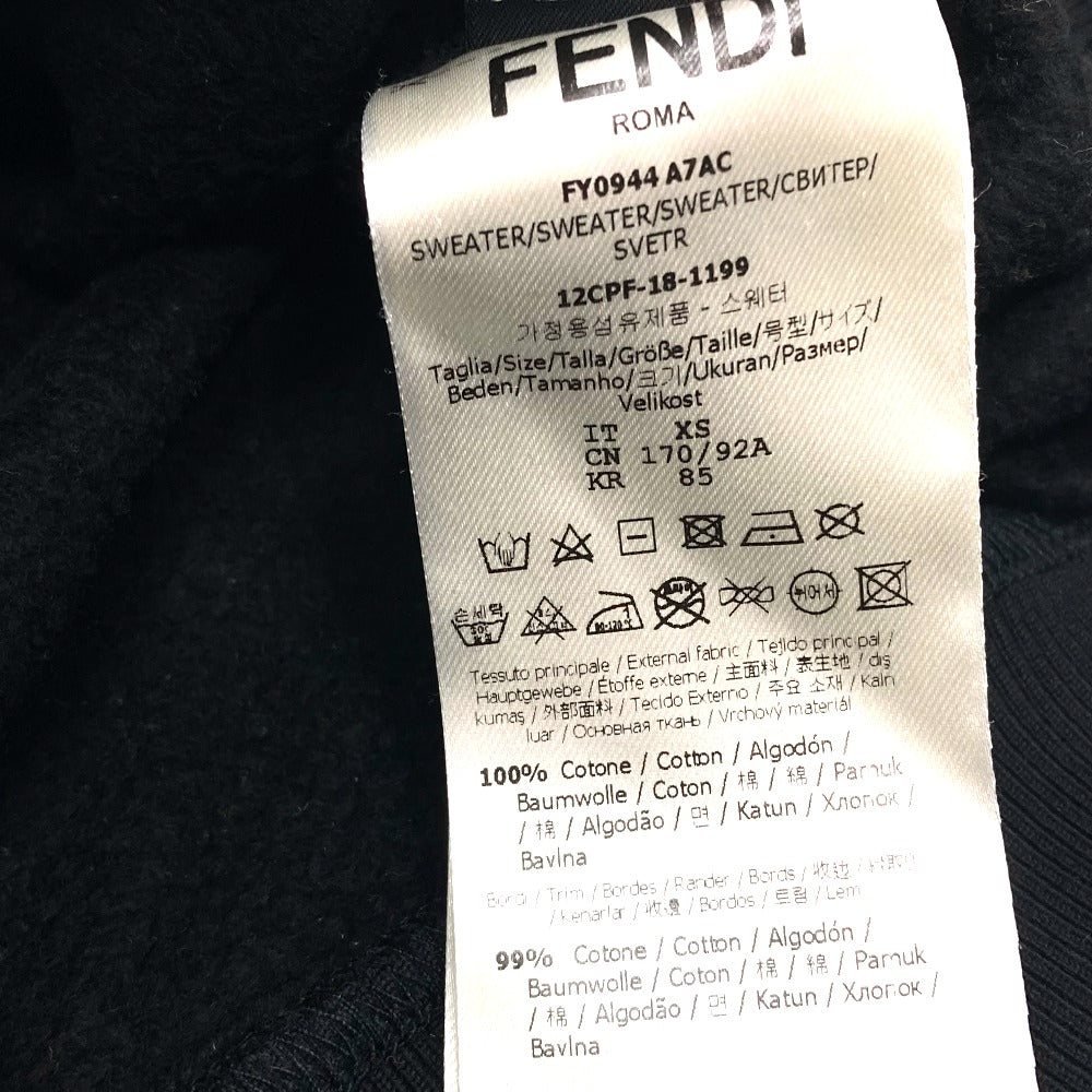FENDI sweat FY0944 cotton black Sequin logo Patch detail Women XS Used Authentic