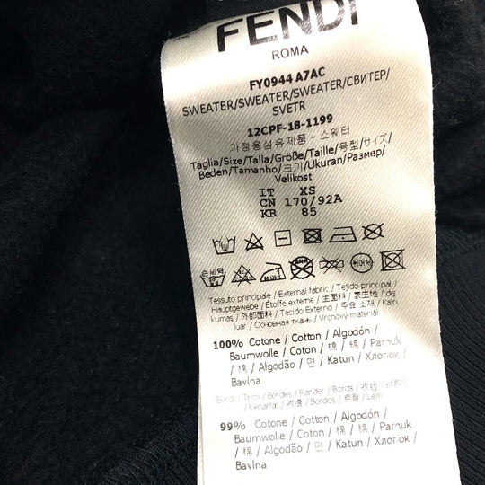 FENDI sweat FY0944 cotton black Sequin logo Patch detail Women XS Used Authentic