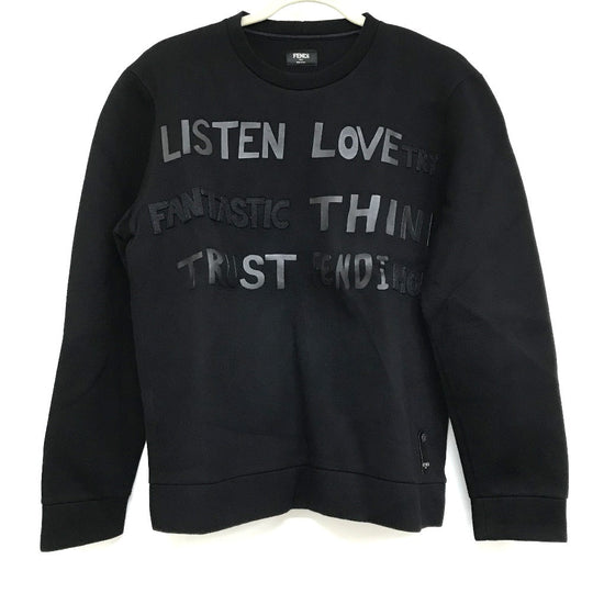 FENDI sweat FY0812 Rayon black Rubber logo sweat mens 48 Used Authentic