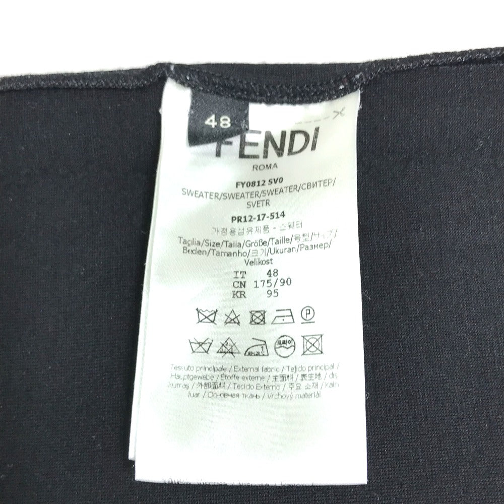 FENDI sweat FY0812 Rayon black Rubber logo sweat mens 48 Used Authentic