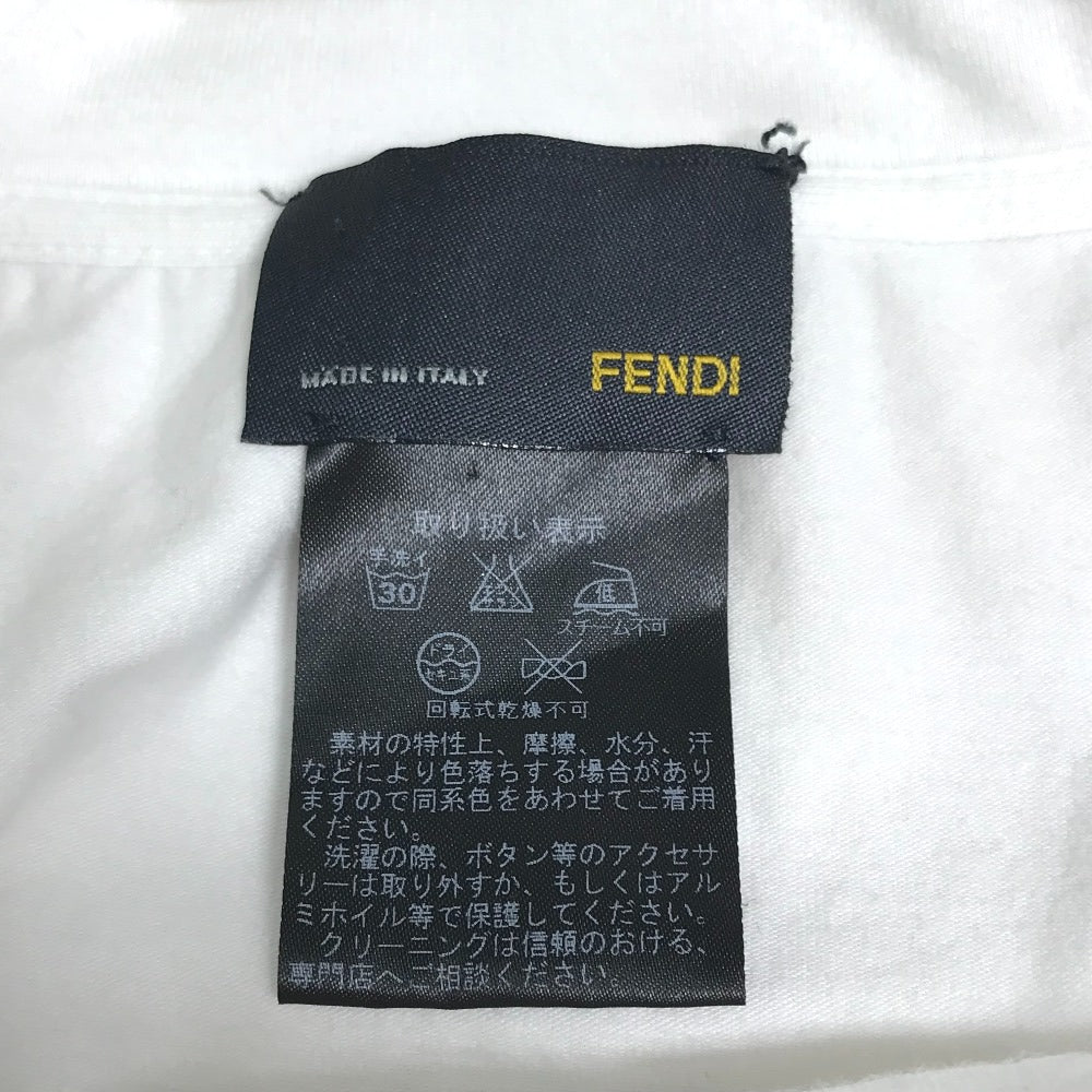 FENDI Short sleeve T-shirt FY5058 cotton white Sleeve logo ribbon Women 40 Used Authentic