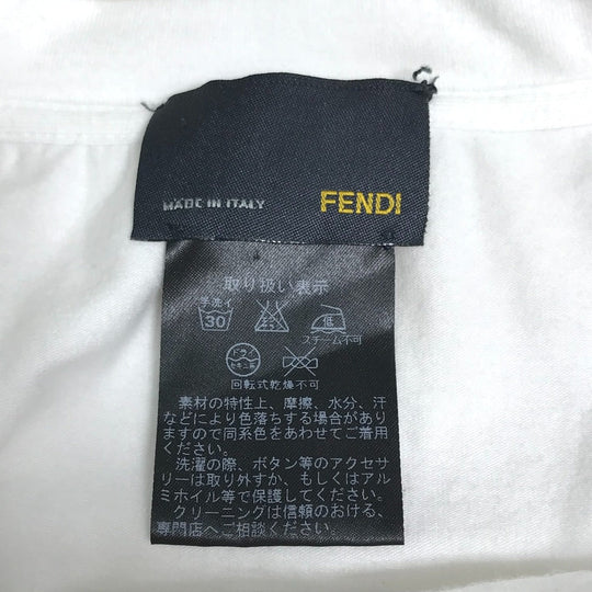 FENDI Short sleeve T-shirt FY5058 cotton white Sleeve logo ribbon Women 40 Used Authentic