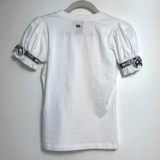 FENDI Short sleeve T-shirt FY5058 cotton white Sleeve logo ribbon Women 40 Used Authentic