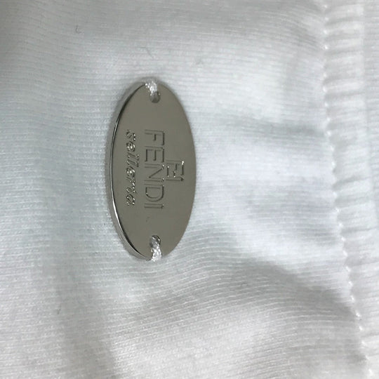 FENDI Short sleeve T-shirt FY5058 cotton white Sleeve logo ribbon Women 40 Used Authentic