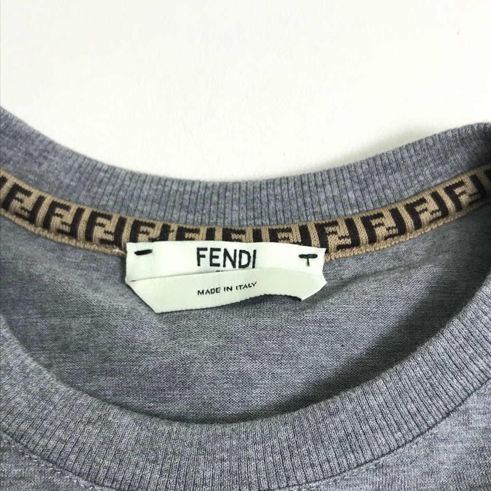 FENDI Short sleeve T-shirt FS7183 cotton gray logo Women XXS Used Authentic