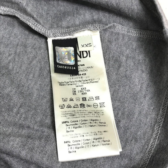 FENDI Short sleeve T-shirt FS7183 cotton gray logo Women XXS Used Authentic