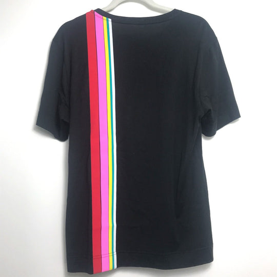 FENDI Short sleeve T-shirt FY0936 cotton black Rainbow logo mens XS Used Authentic