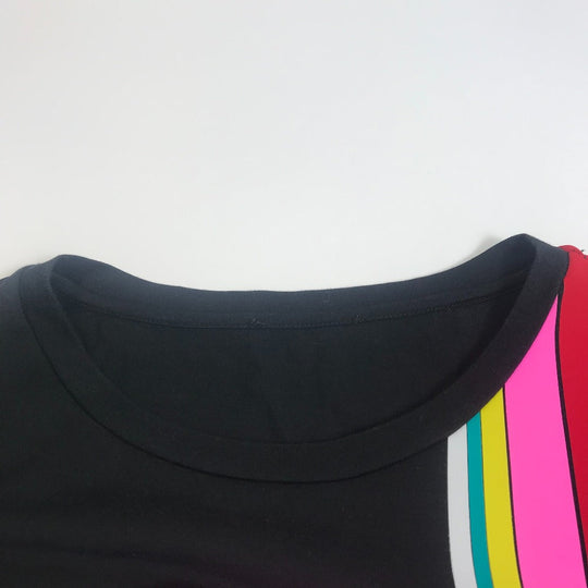 FENDI Short sleeve T-shirt FY0936 cotton black Rainbow logo mens XS Used Authentic