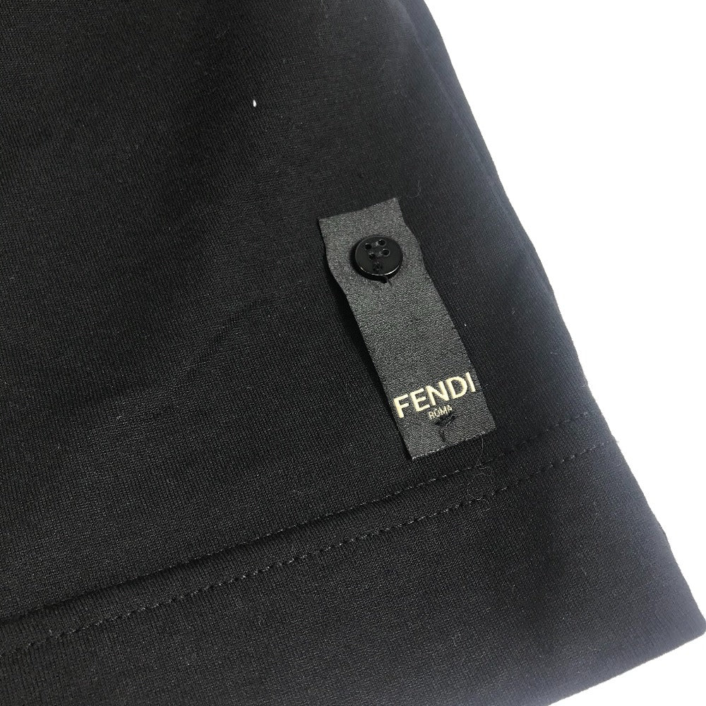 FENDI Short sleeve T-shirt FY0936 cotton black Rainbow logo mens XS Used Authentic