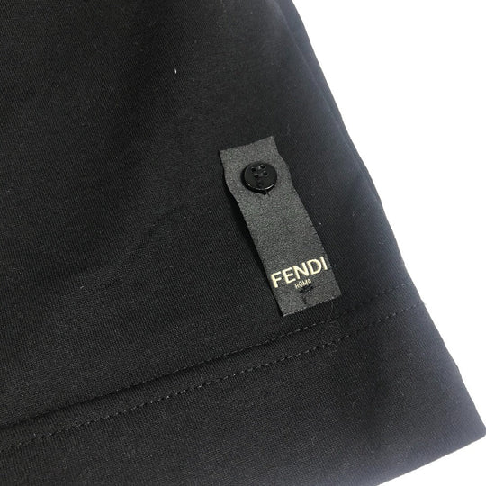 FENDI Short sleeve T-shirt FY0936 cotton black Rainbow logo mens XS Used Authentic