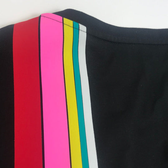 FENDI Short sleeve T-shirt FY0936 cotton black Rainbow logo mens XS Used Authentic