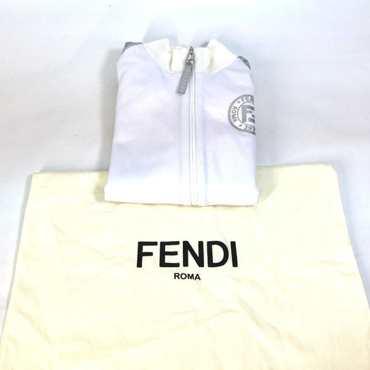 FENDI Jacket FAF069 Polyester, Cotton white apparel long sleeve jacket jersey outerwear Glitter Zucca logo 40