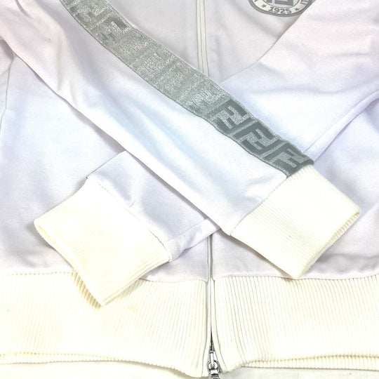 FENDI Jacket FAF069 Polyester, Cotton white apparel long sleeve jacket jersey outerwear Glitter Zucca logo 40