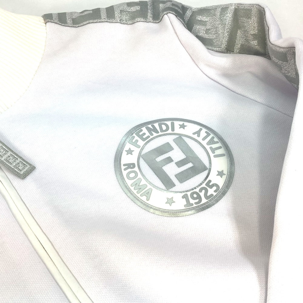 FENDI Jacket FAF069 Polyester, Cotton white apparel long sleeve jacket jersey outerwear Glitter Zucca logo 40