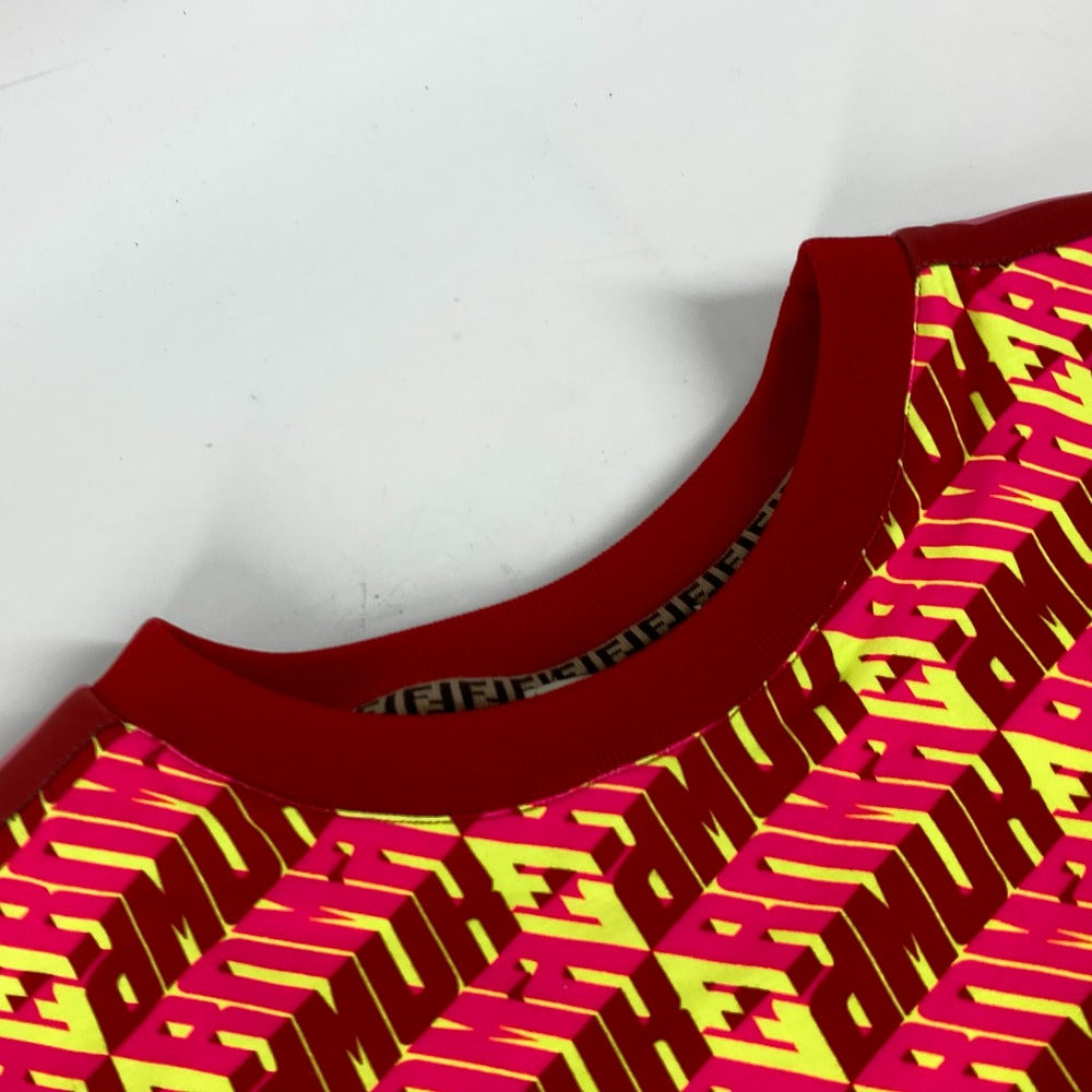 FENDI Short sleeve T-shirt FS7137 Cotton, Polyurethane Red logo Women S Used Authentic