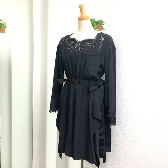 FENDI one piece FD9361 silk black race Women 38 Used Authentic