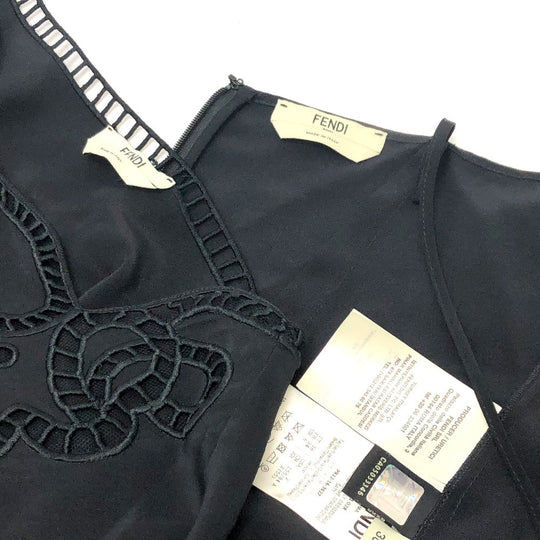 FENDI one piece FD9361 silk black race Women 38 Used Authentic