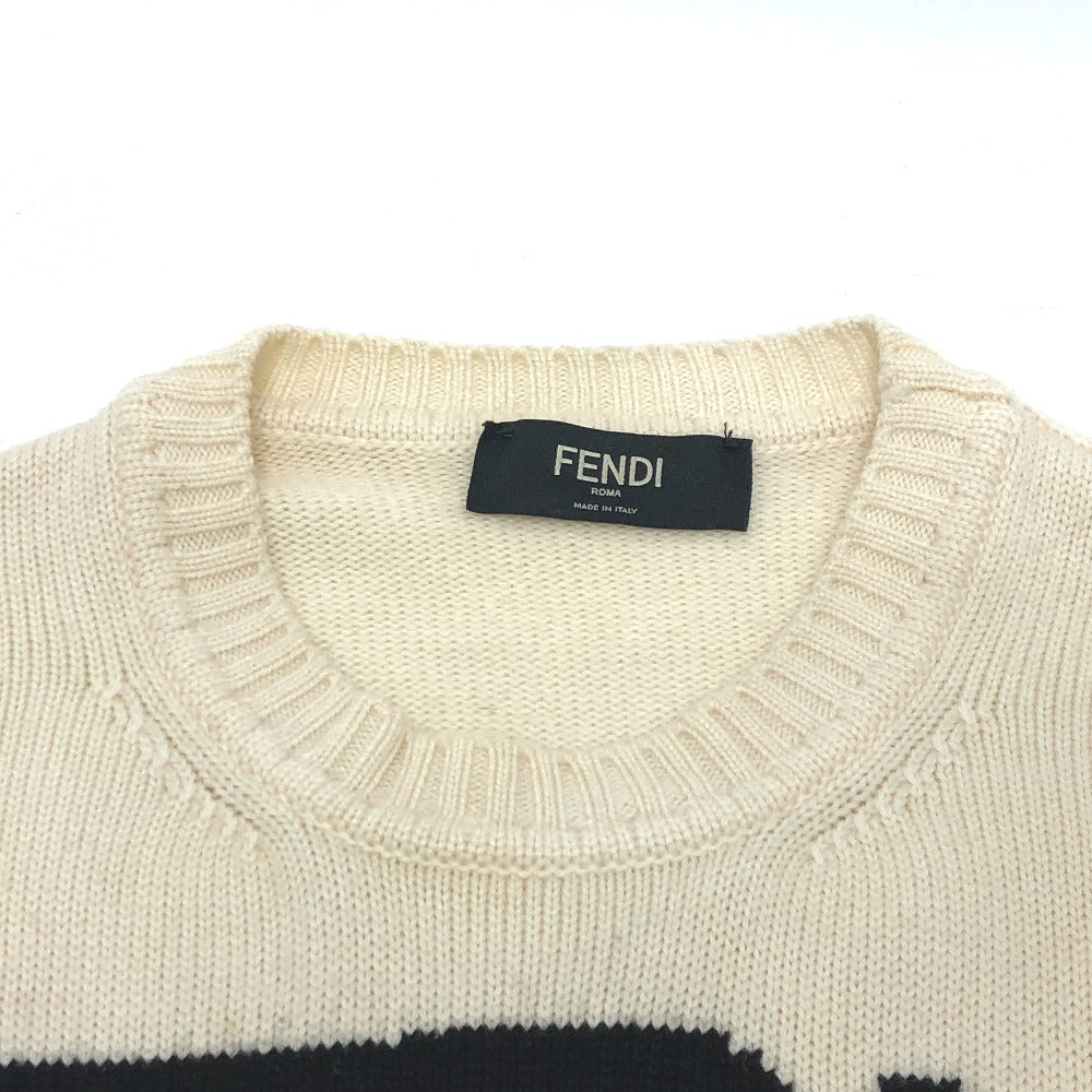 FENDI sweater FZY111 wool white 20AW Big logo 46