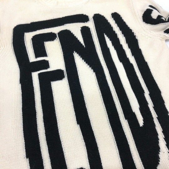 FENDI sweater FZY111 wool white 20AW Big logo 46