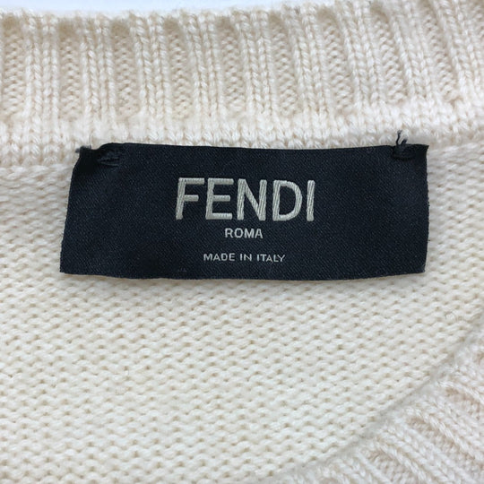 FENDI sweater FZY111 wool white 20AW Big logo 46