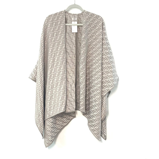 FENDI poncho FXX782 Wool, Silk beige Long length Zucca logo Women TU (UKuran) Used Authentic