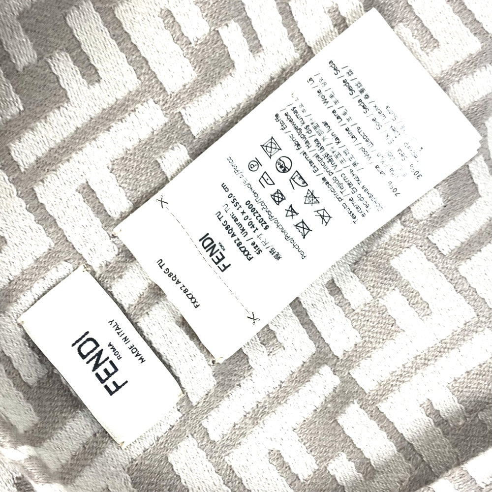 FENDI poncho FXX782 Wool, Silk beige Long length Zucca logo Women TU (UKuran) Used Authentic