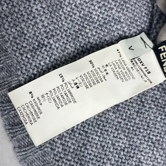 FENDI poncho Wool, Rayon gray logo ribbon frill Women ‚– Used Authentic
