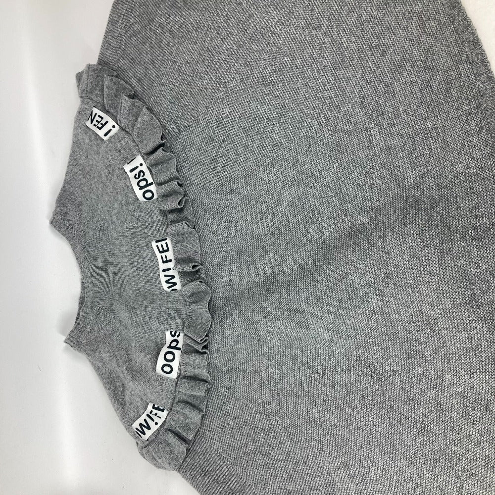FENDI poncho Wool, Rayon gray logo ribbon frill Women ‚– Used Authentic