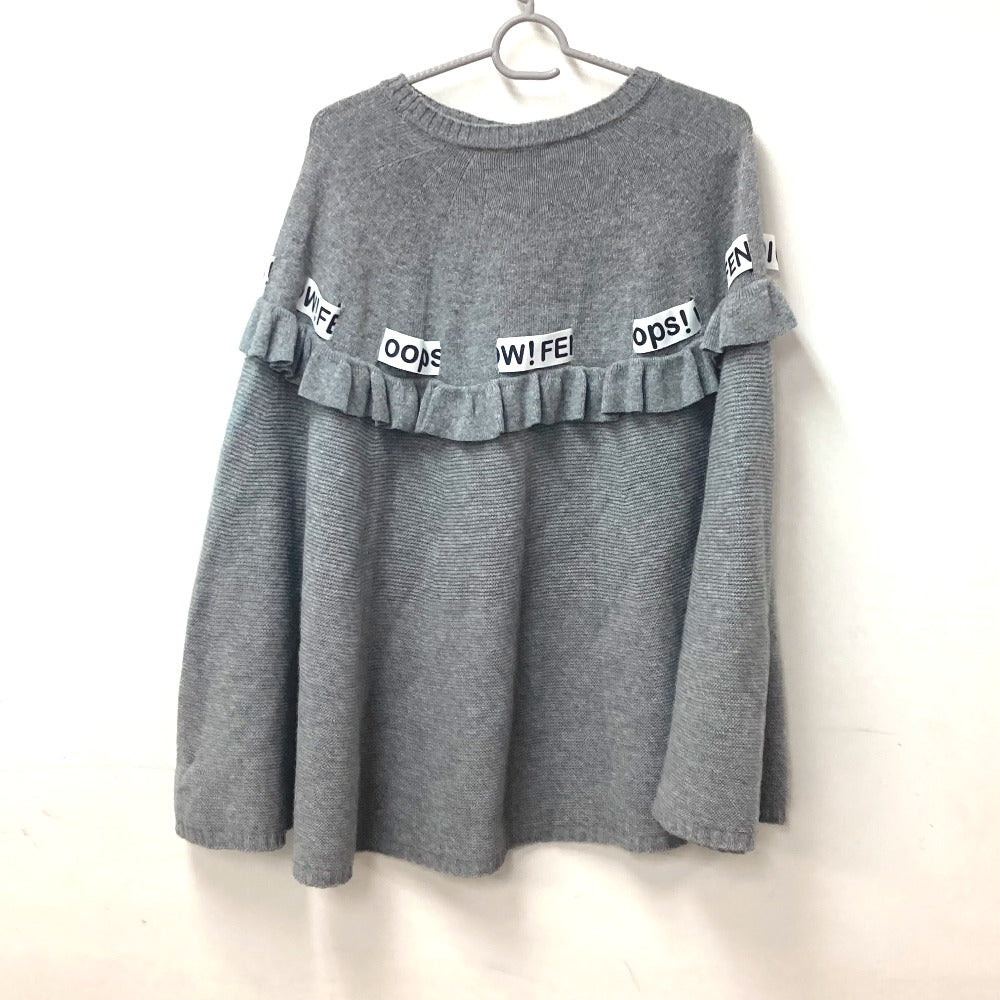 FENDI poncho Wool, Rayon gray logo ribbon frill Women ‚– Used Authentic