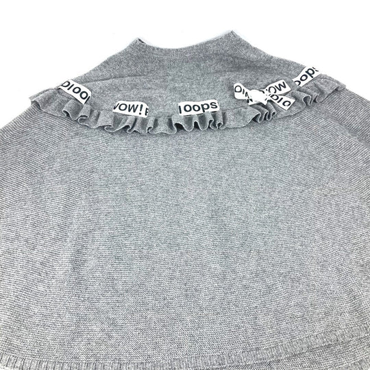 FENDI poncho Wool, Rayon gray logo ribbon frill Women ‚– Used Authentic